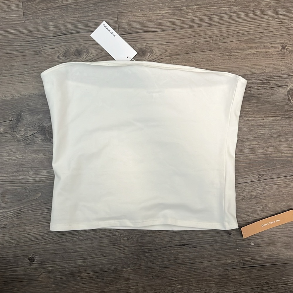Reformation White Strapless Tube Top